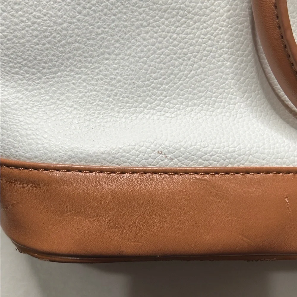 Joy & Iman White and Tan Satchel with Gold Chain
